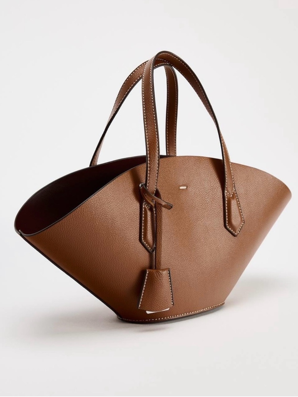 Zara Basket Shaped Tote Bag in Dark Tan *Doesn’t Come w/ Inside Pouch* - Picture 7 of 8
